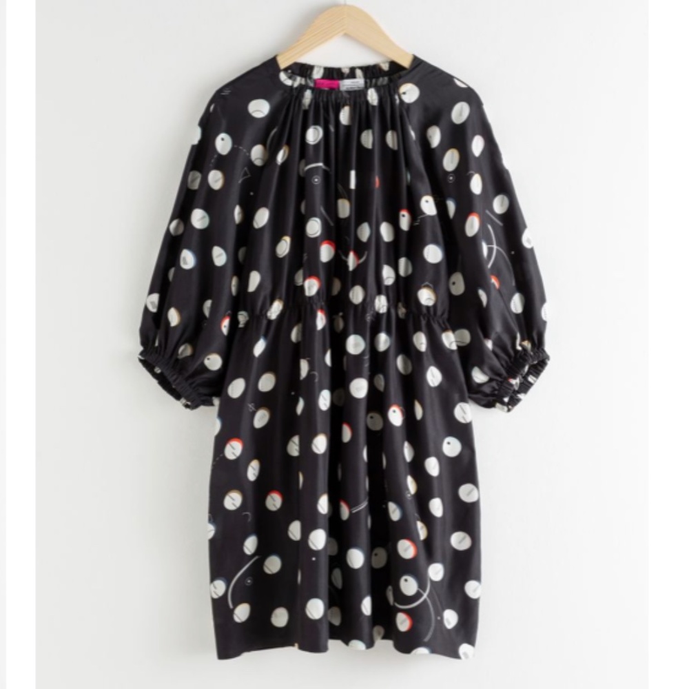 & Other Stories x Giorgia Lupi Voluminous Dotted Satin Mini Dress